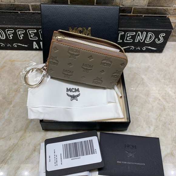 MCM Klara Monogram Zip Mini Wallet: Taupe - Picture 10 of 10